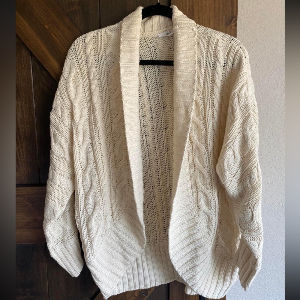 Shop Talulah: Ivory cable knit cocoon cardigan.